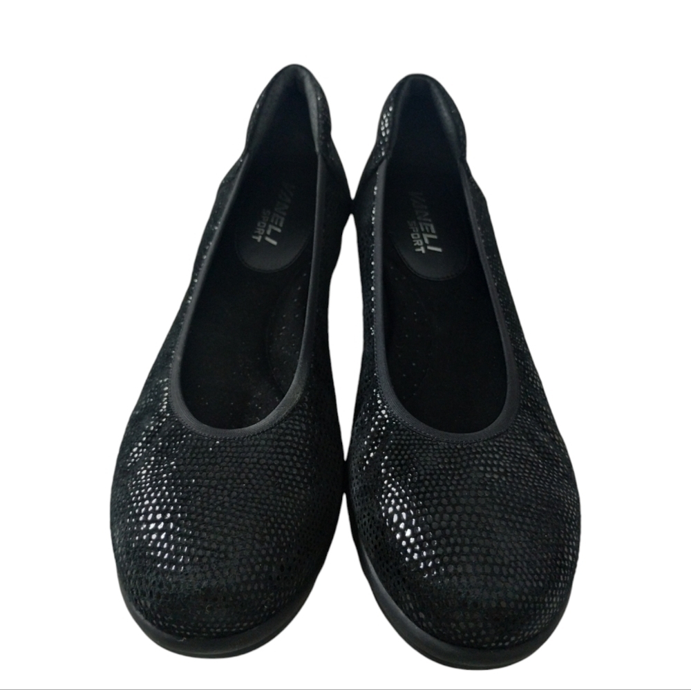 Vaneli Sport Womens Black Print Slip-On Ballet Flat Comfort Loafer‎ Size 8½